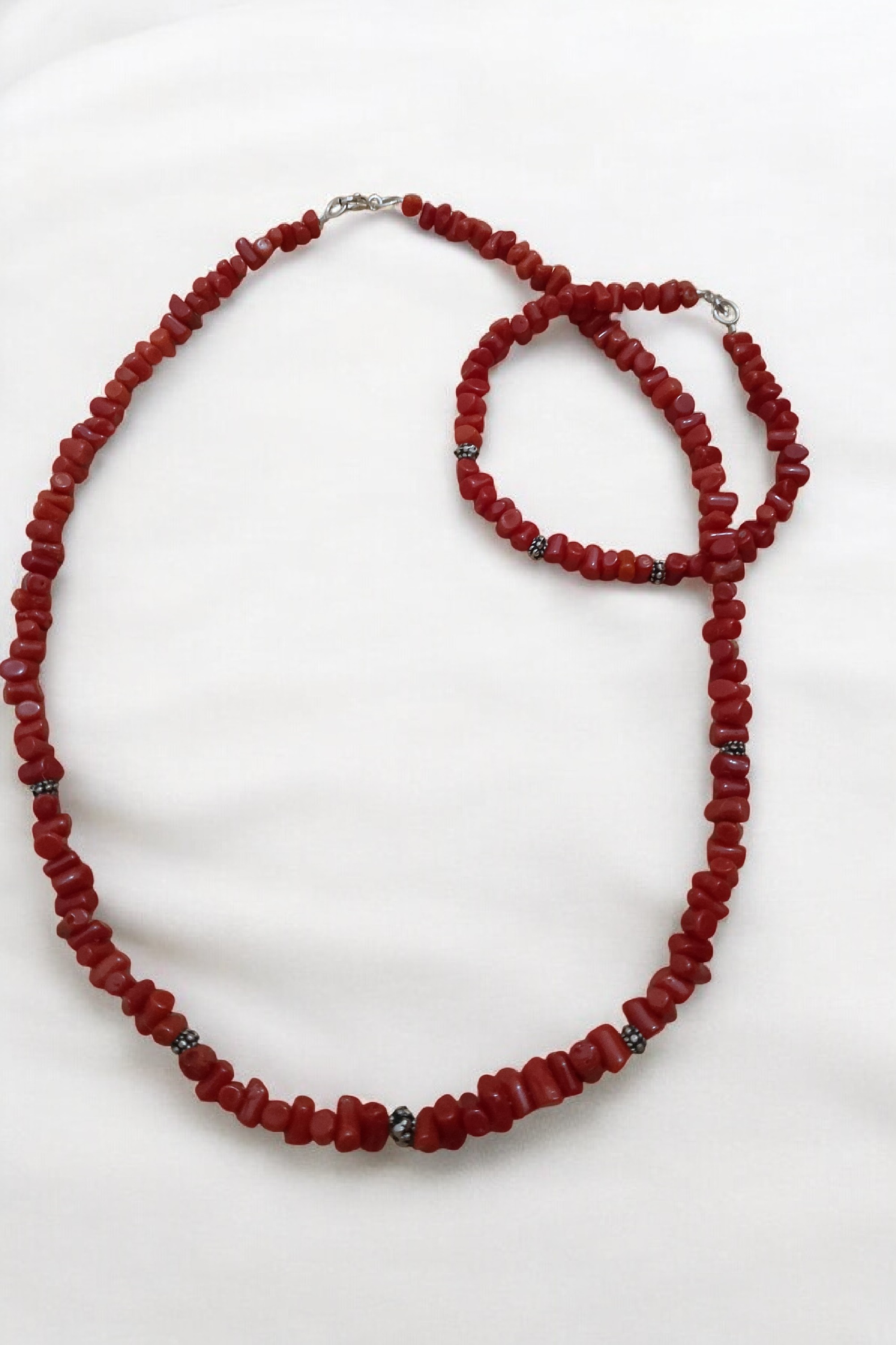 🪸طقم قبائلي من المرجان  والفضة T-03 - miniature 3