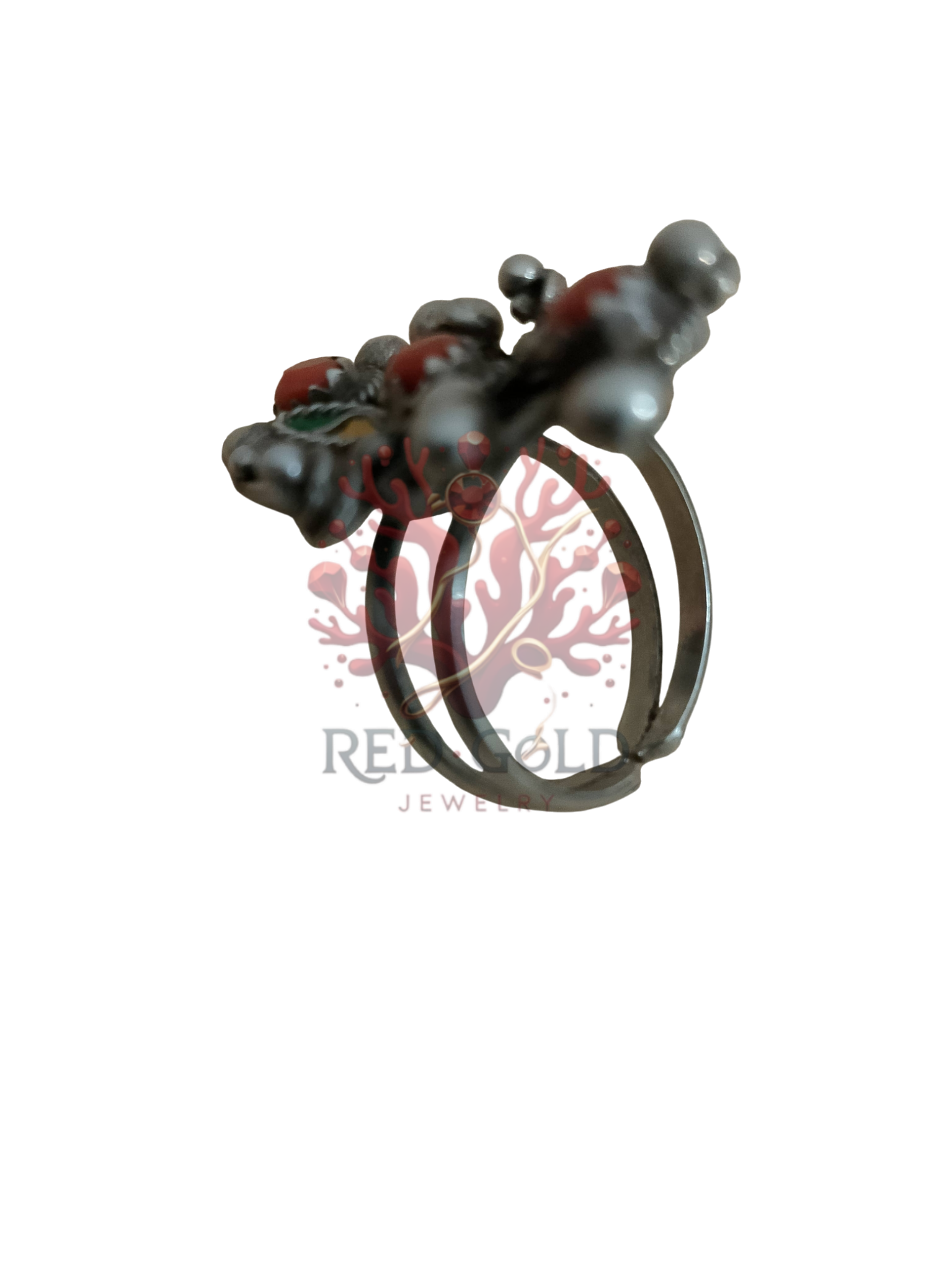 خاتم قباءلي فضة و مرجان BG-03 - miniature 2