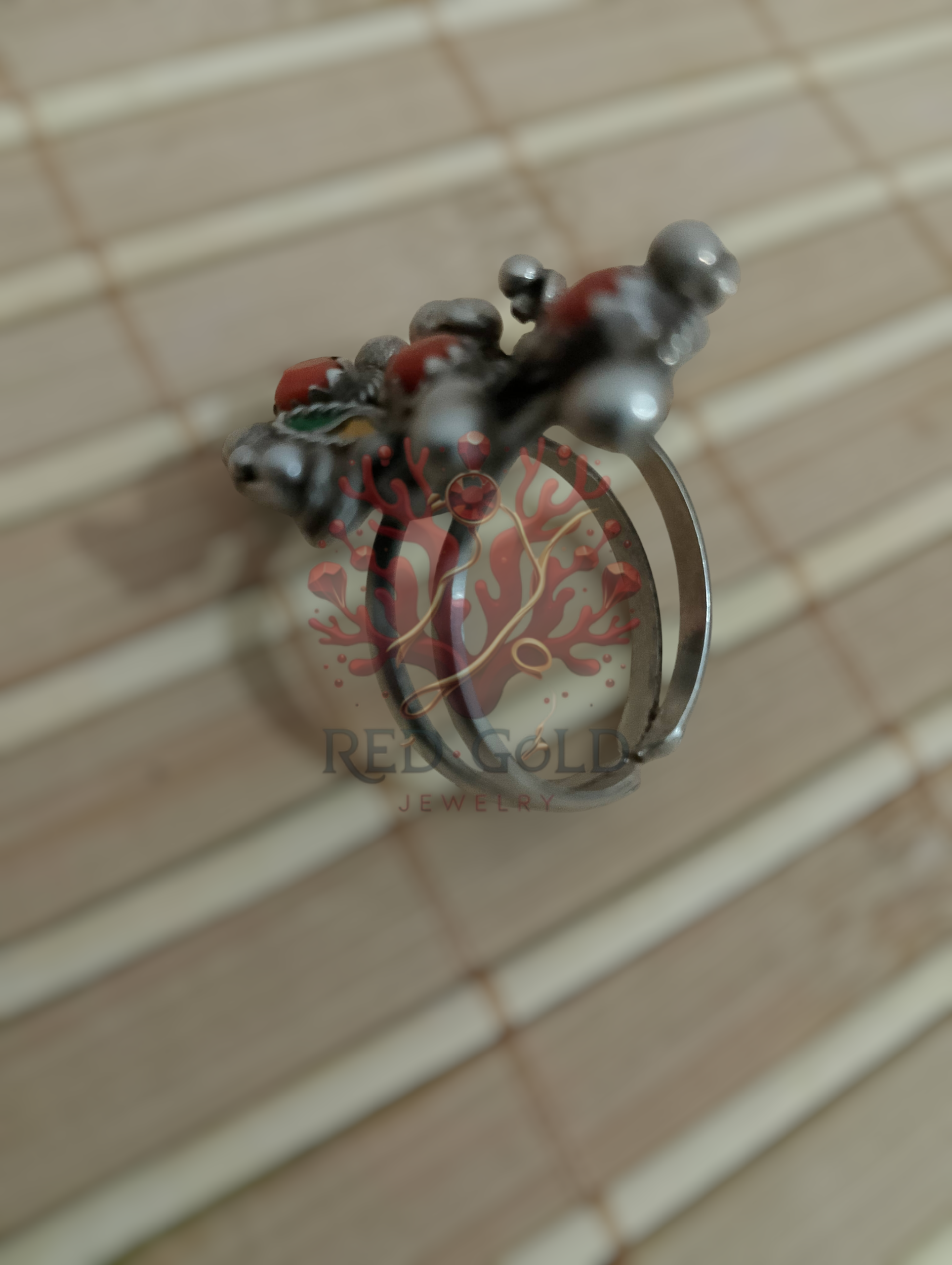 خاتم قباءلي فضة و مرجان BG-03 - miniature 4