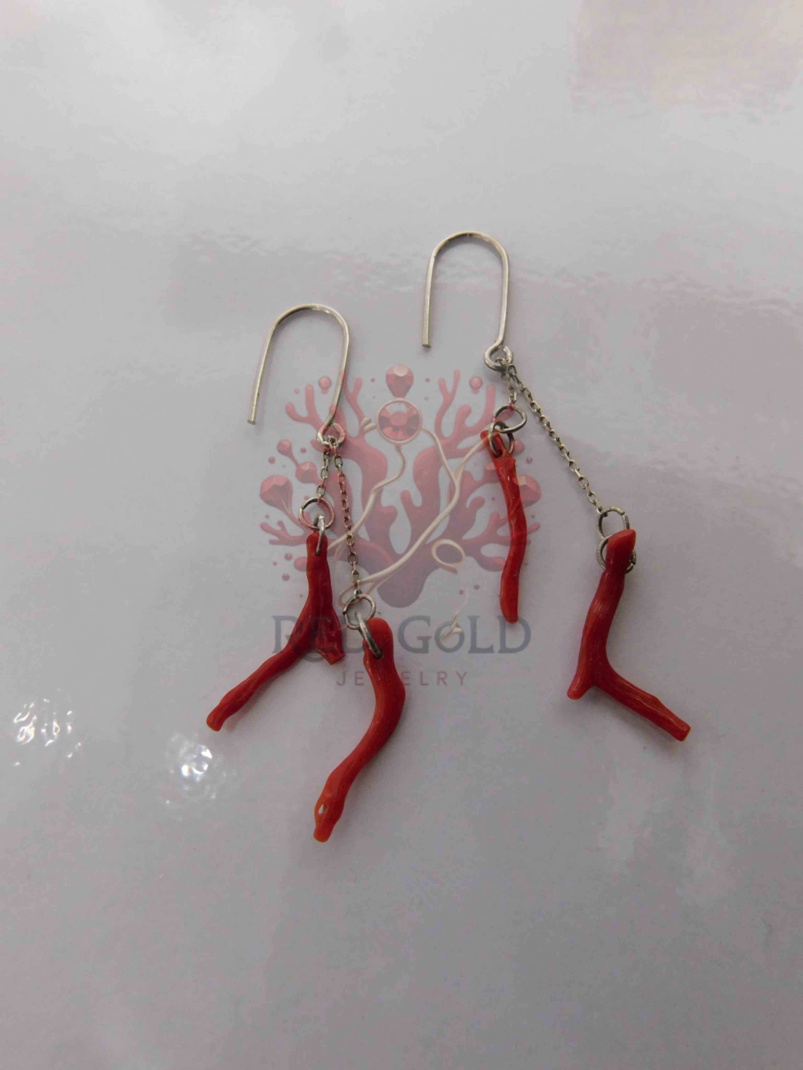 أقراط مرجان أصيل و فضة خالصة BC-21 - miniature 5