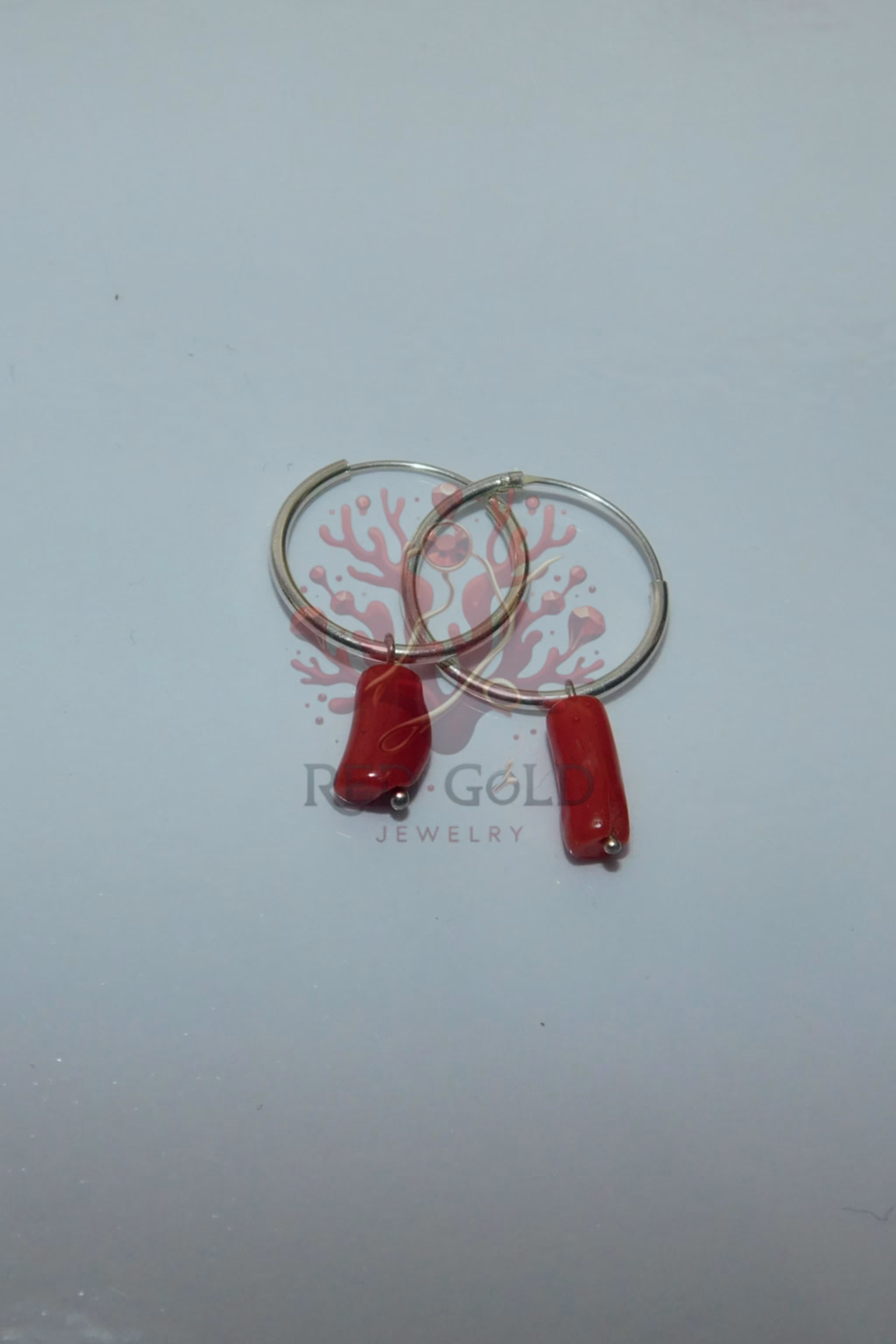 حلقات من الفضة الخالصة و المرجان الأحمر BC-18 - miniature 3